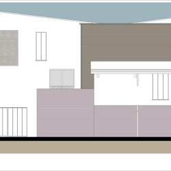 Casa M10 Prospetto fronte strada. Lato est.